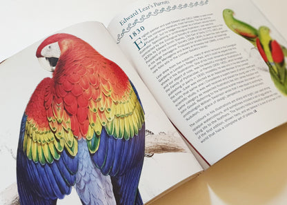 Inside page showing Edward Lear's parrots