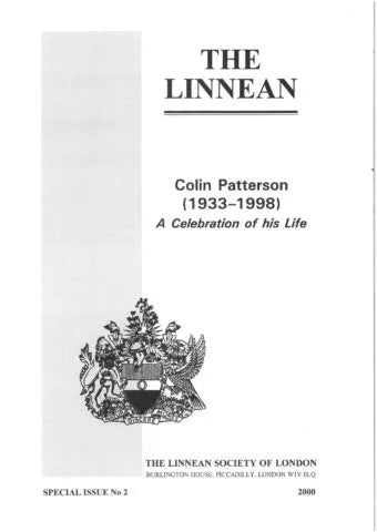Linnean Society Special Issue 2 - Colin Patterson